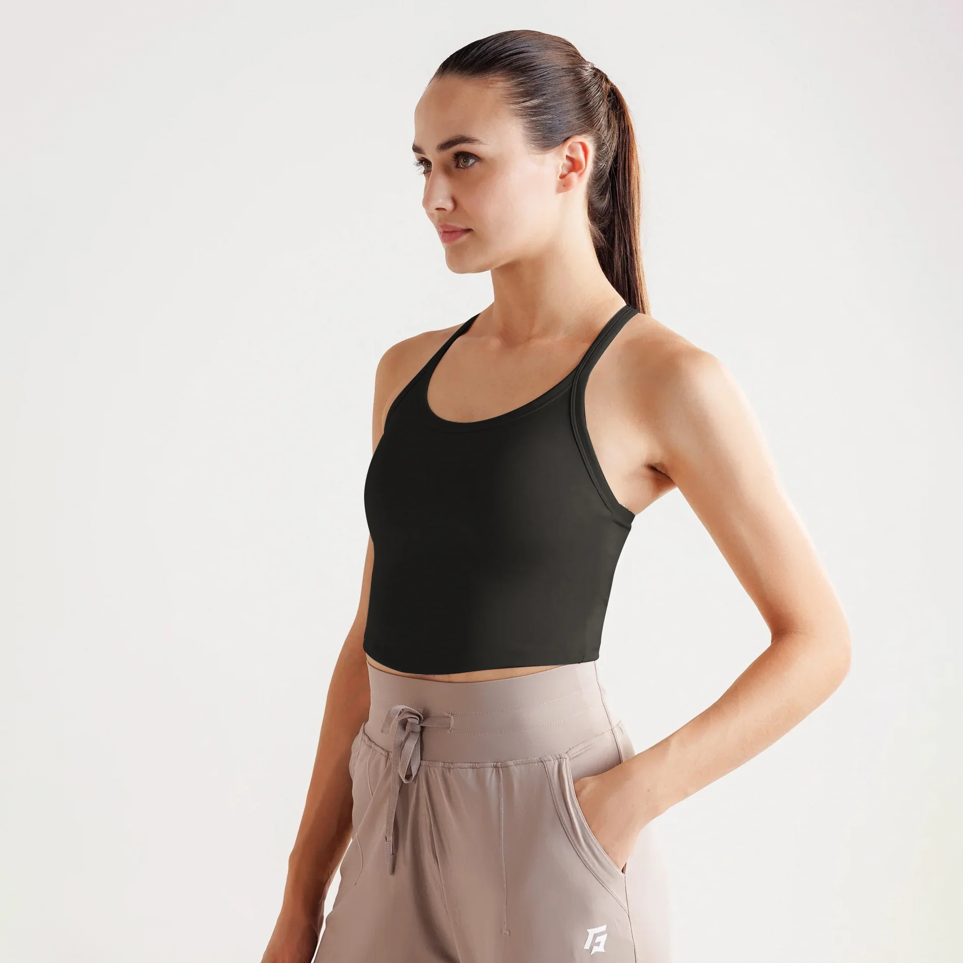 Active Stride Crop Top (Black)