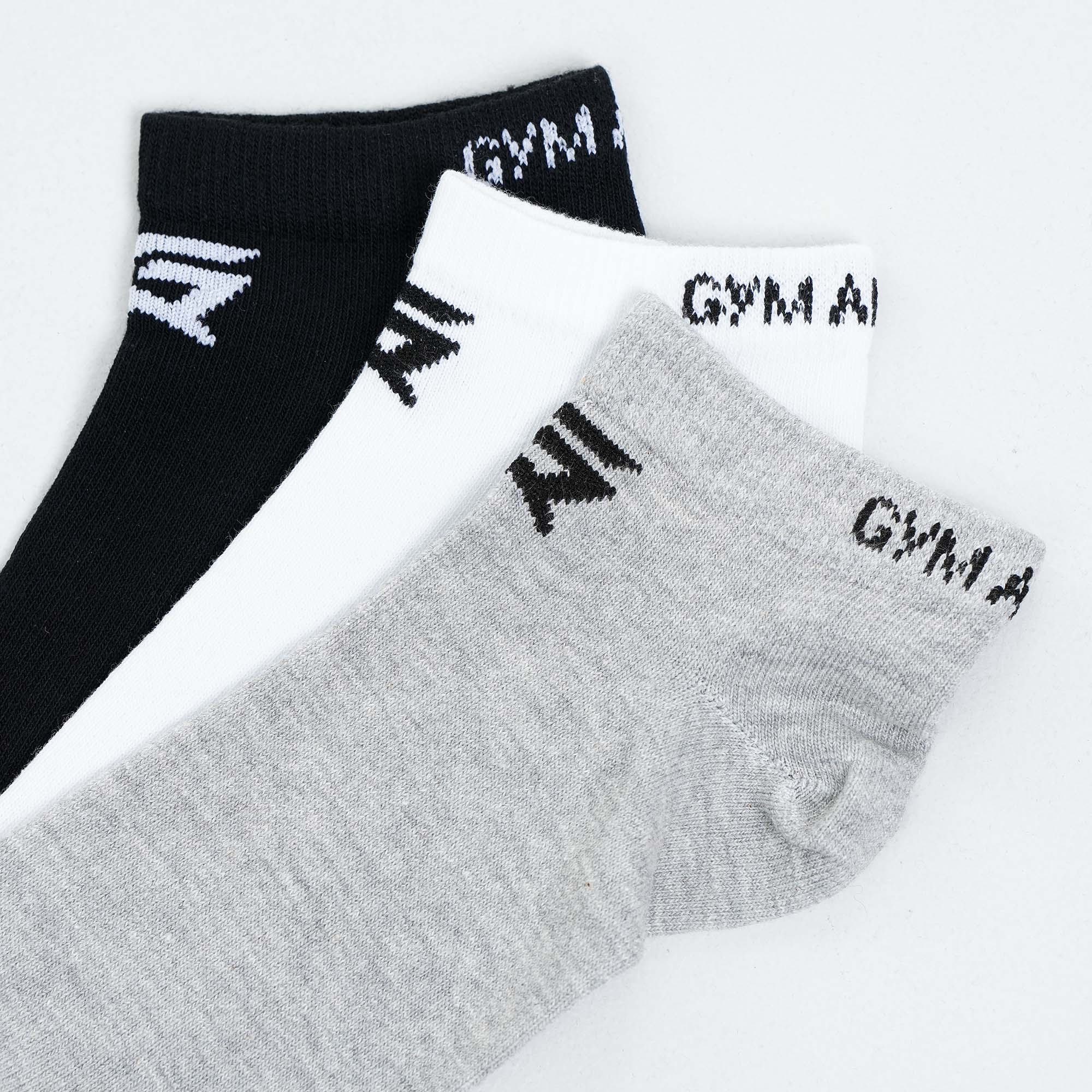 Armour Ankle Socks 3pcs (Black + Grey + White) - Image 3