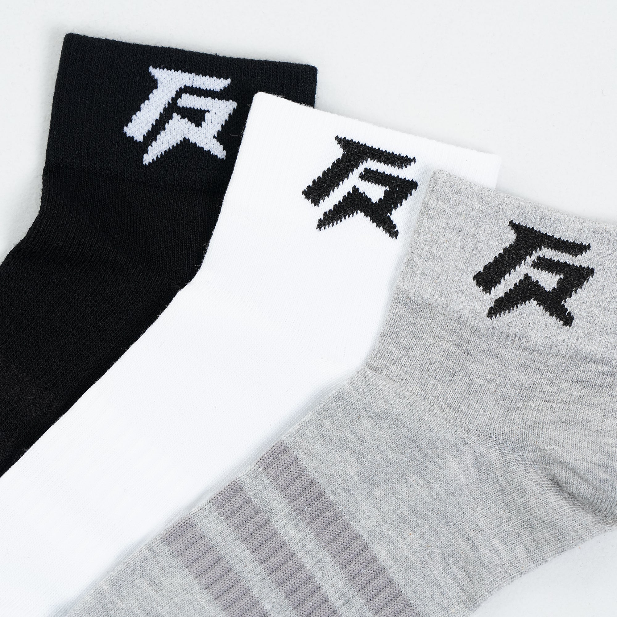 Armour Quarter Socks 3pcs (Black + Grey + White) - Image 3