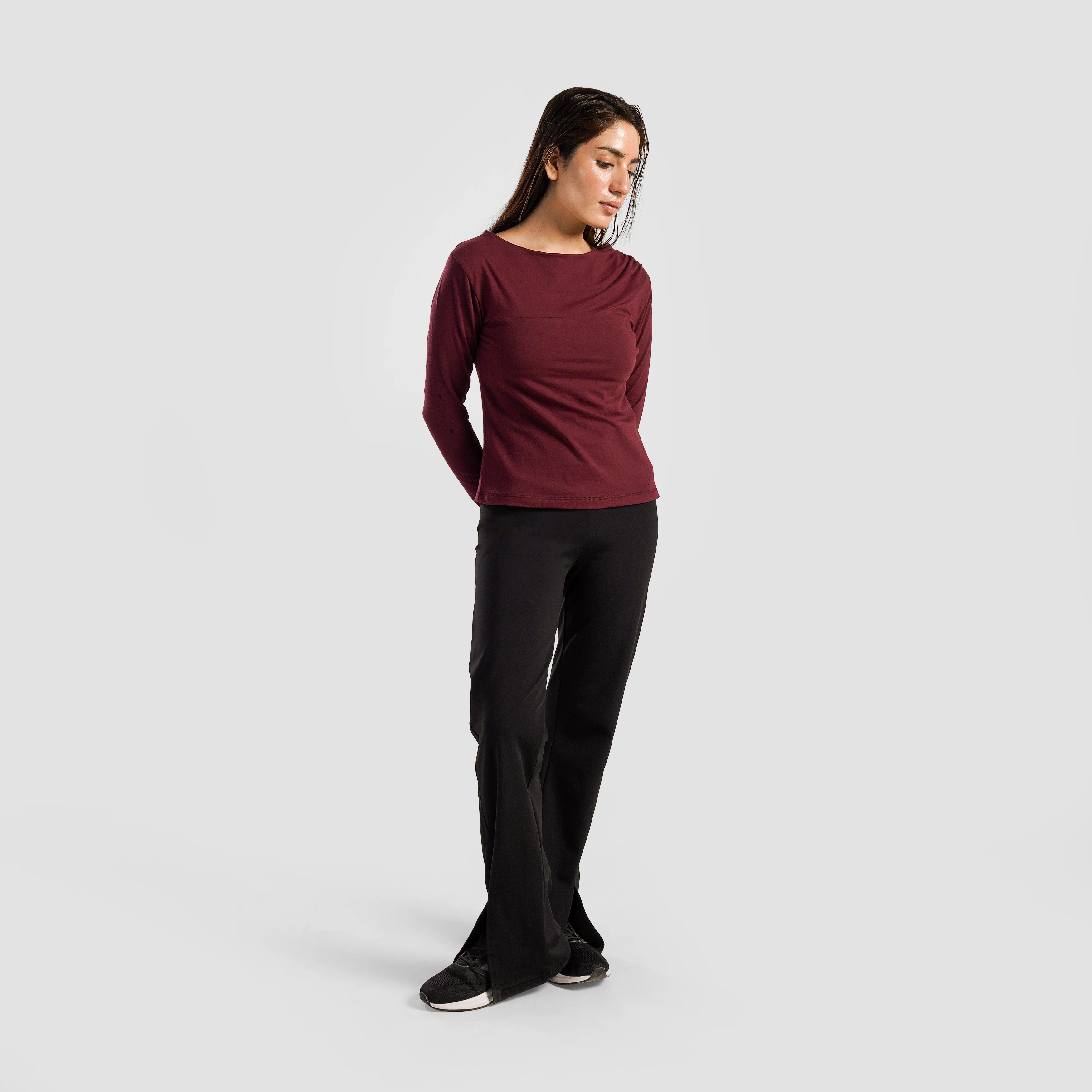 Asymmetrical Yoga Top (Maroon) - Image 4