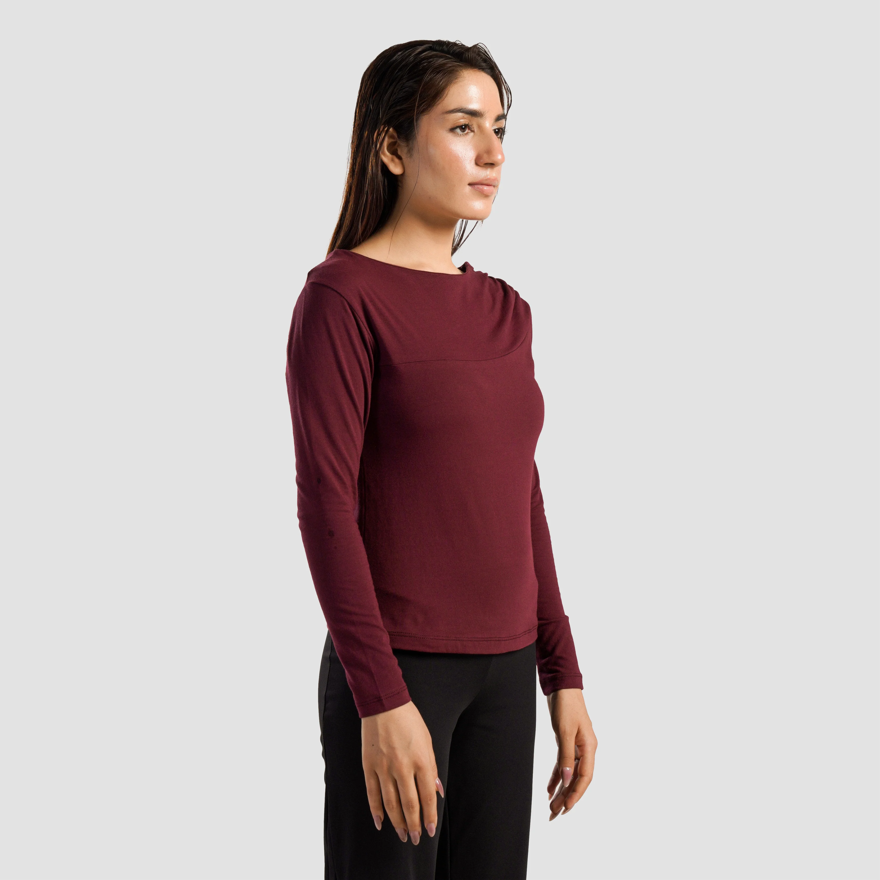 Asymmetrical Yoga Top (Maroon) - Image 5