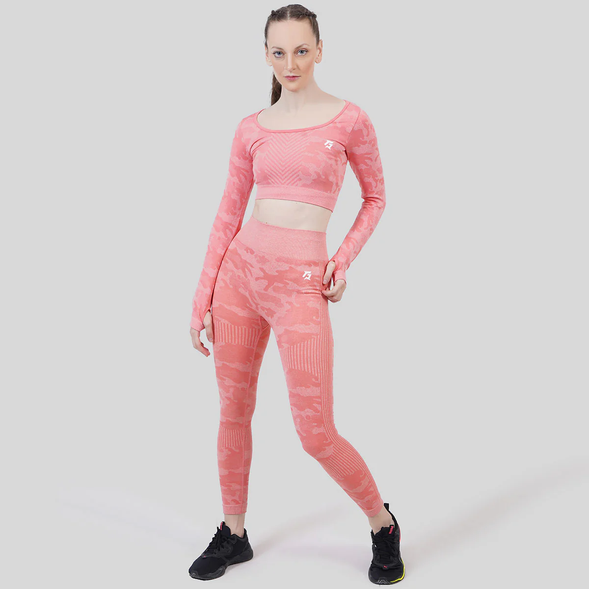 Camo Seamless Crop Top (Peach) - Image 3
