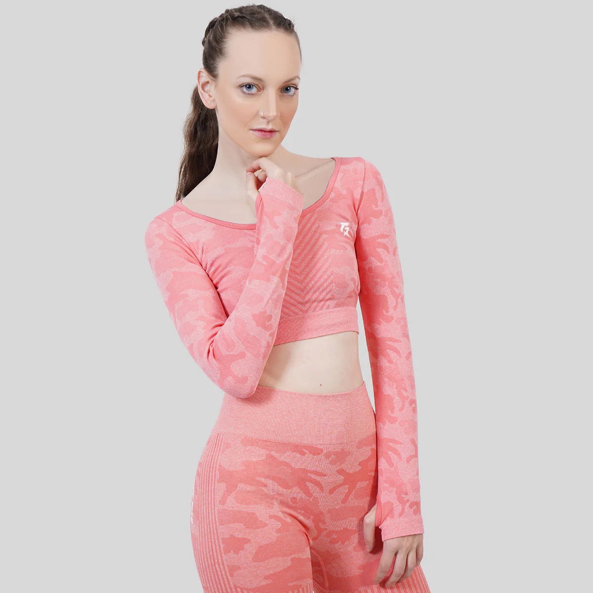 Camo Seamless Crop Top (Peach) - Image 5