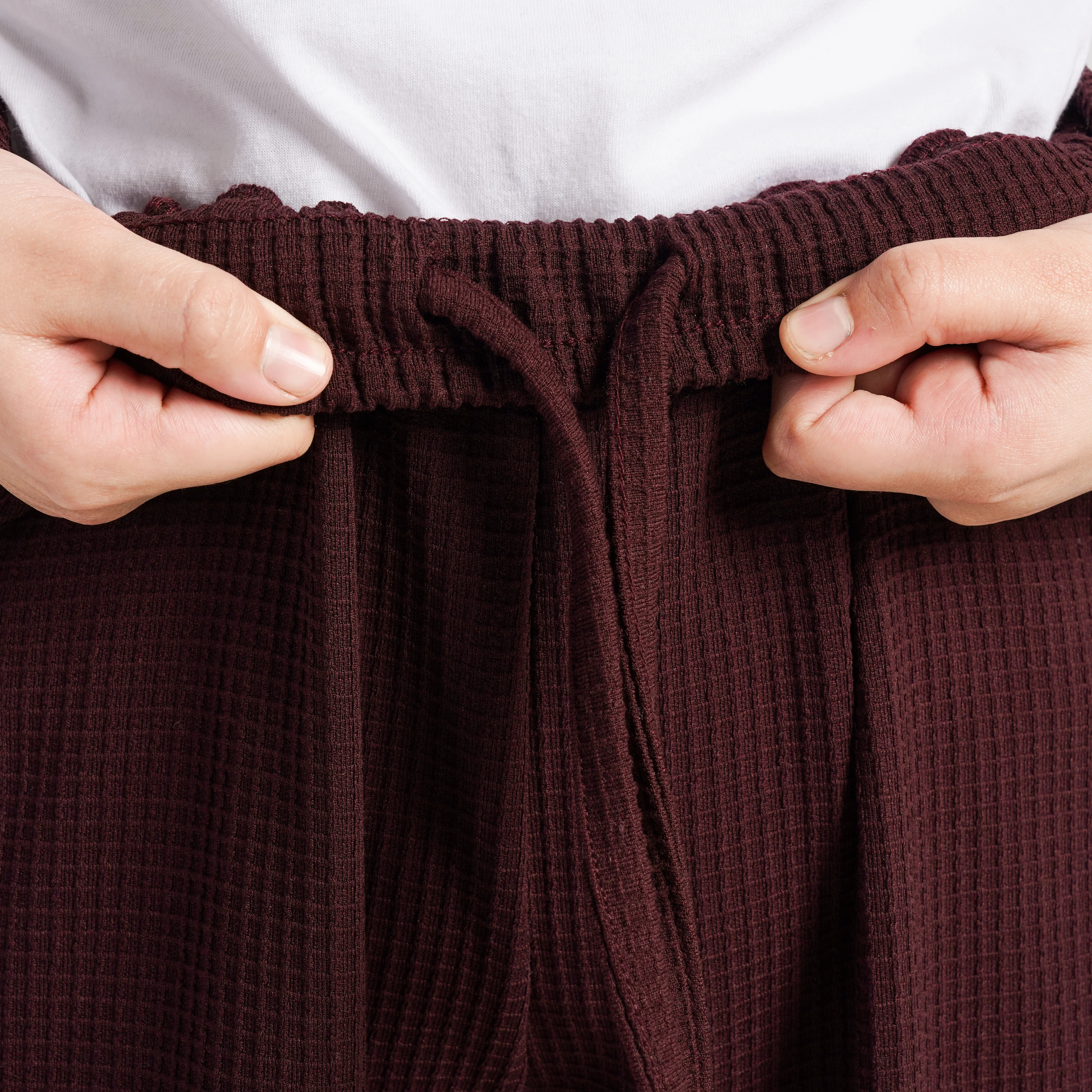 Comfy Waffle Knit Crew Trousers (Maroon) - Image 4