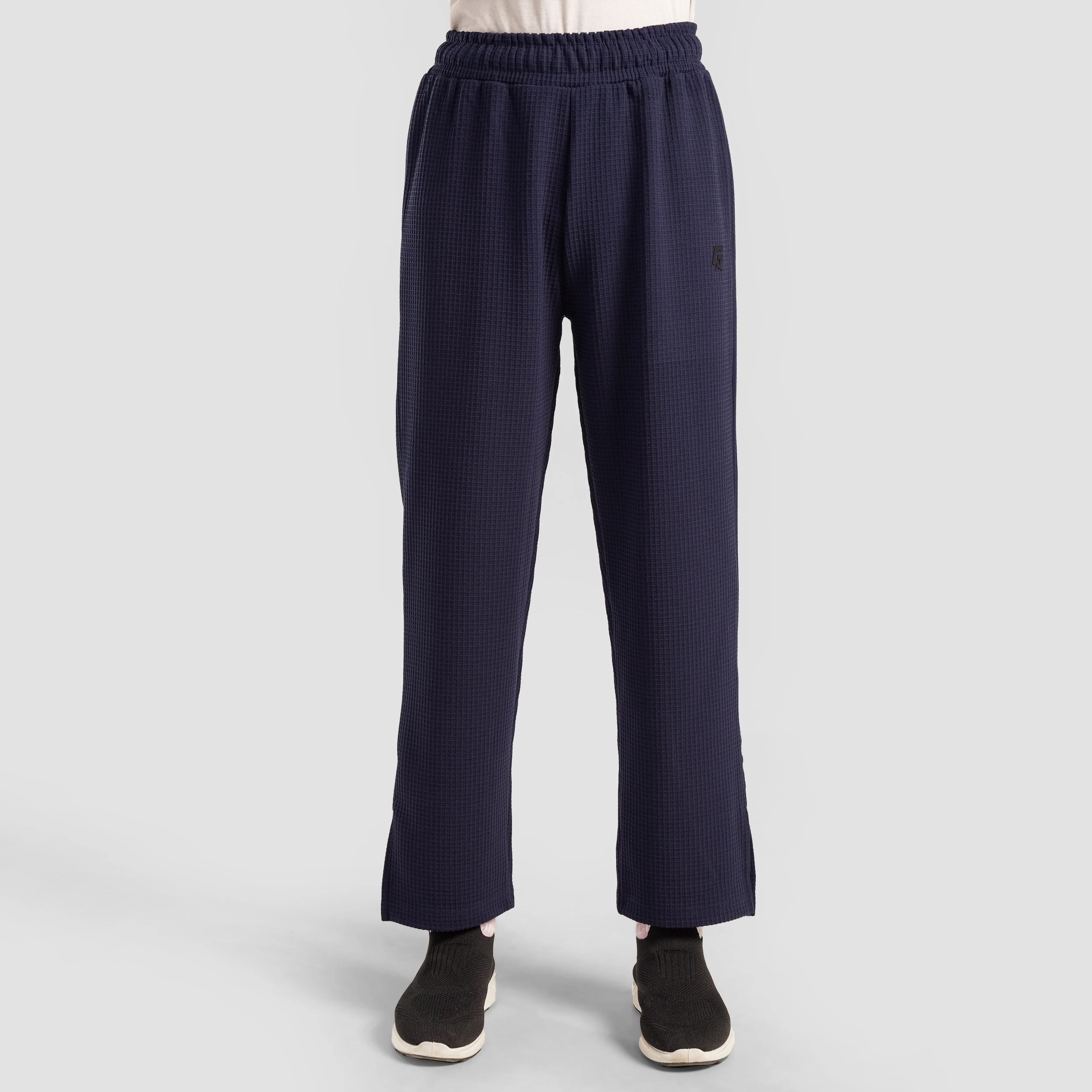 Comfy Waffle Knit Crew Trousers (Navy) - Image 2