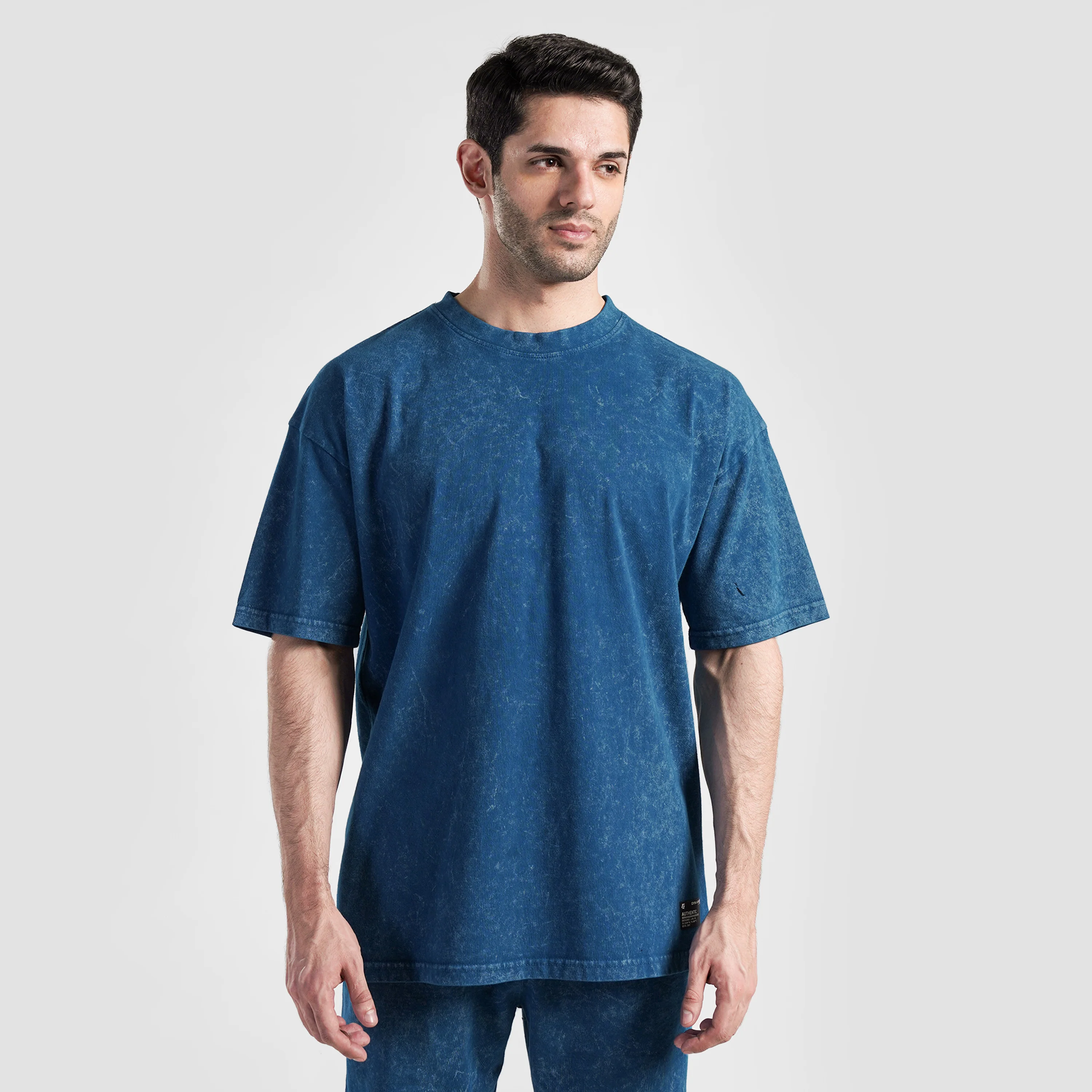 Core Stone Wash Tee (Mid Blue) - Image 4