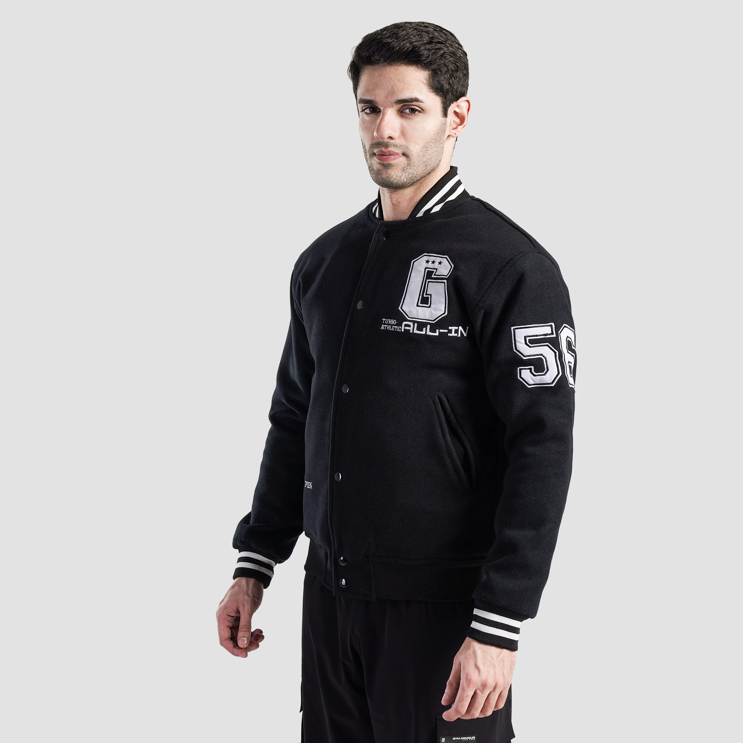 Crest Varsity Jacket (Black) - Image 3