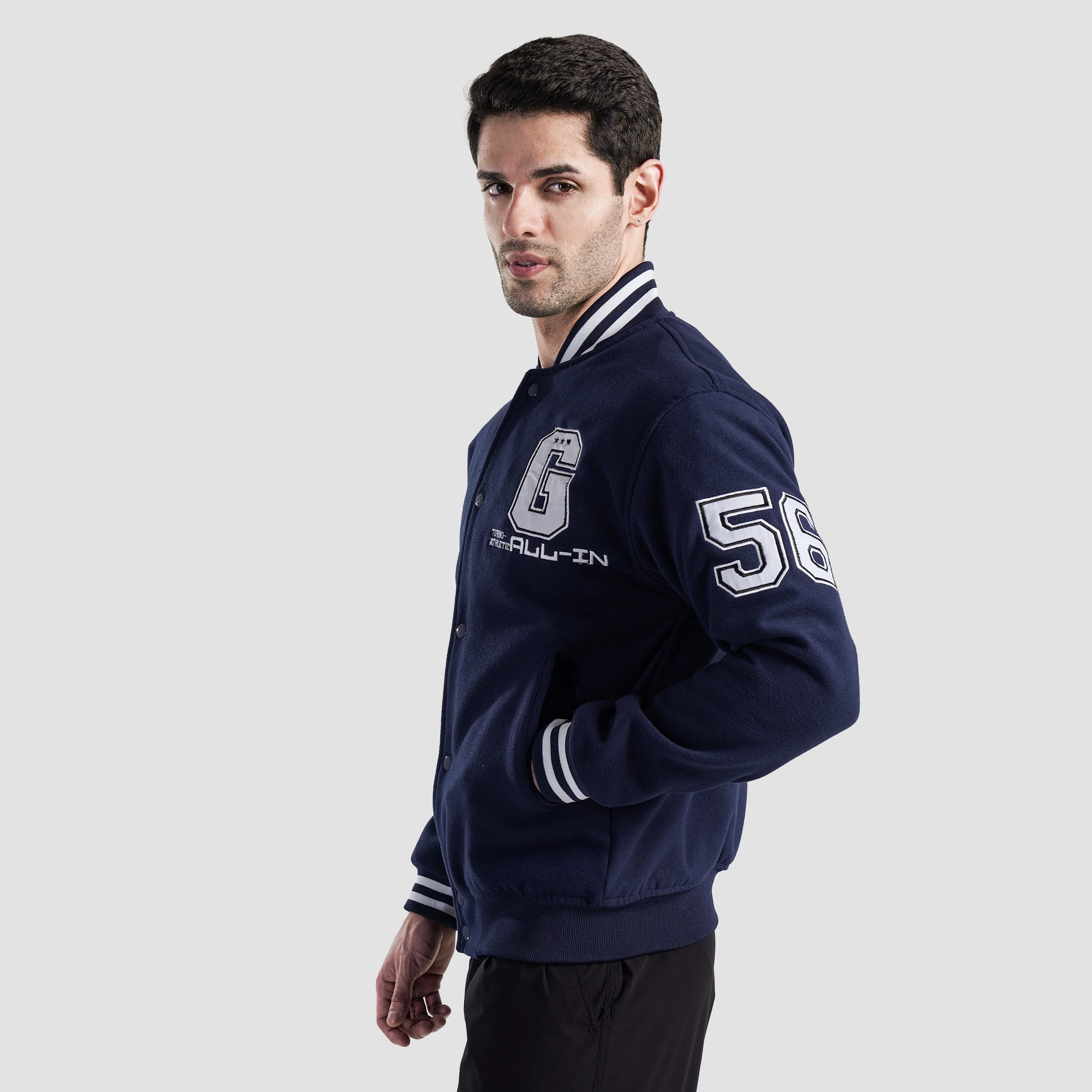 Crest Varsity Jacket (Navy) - Image 3