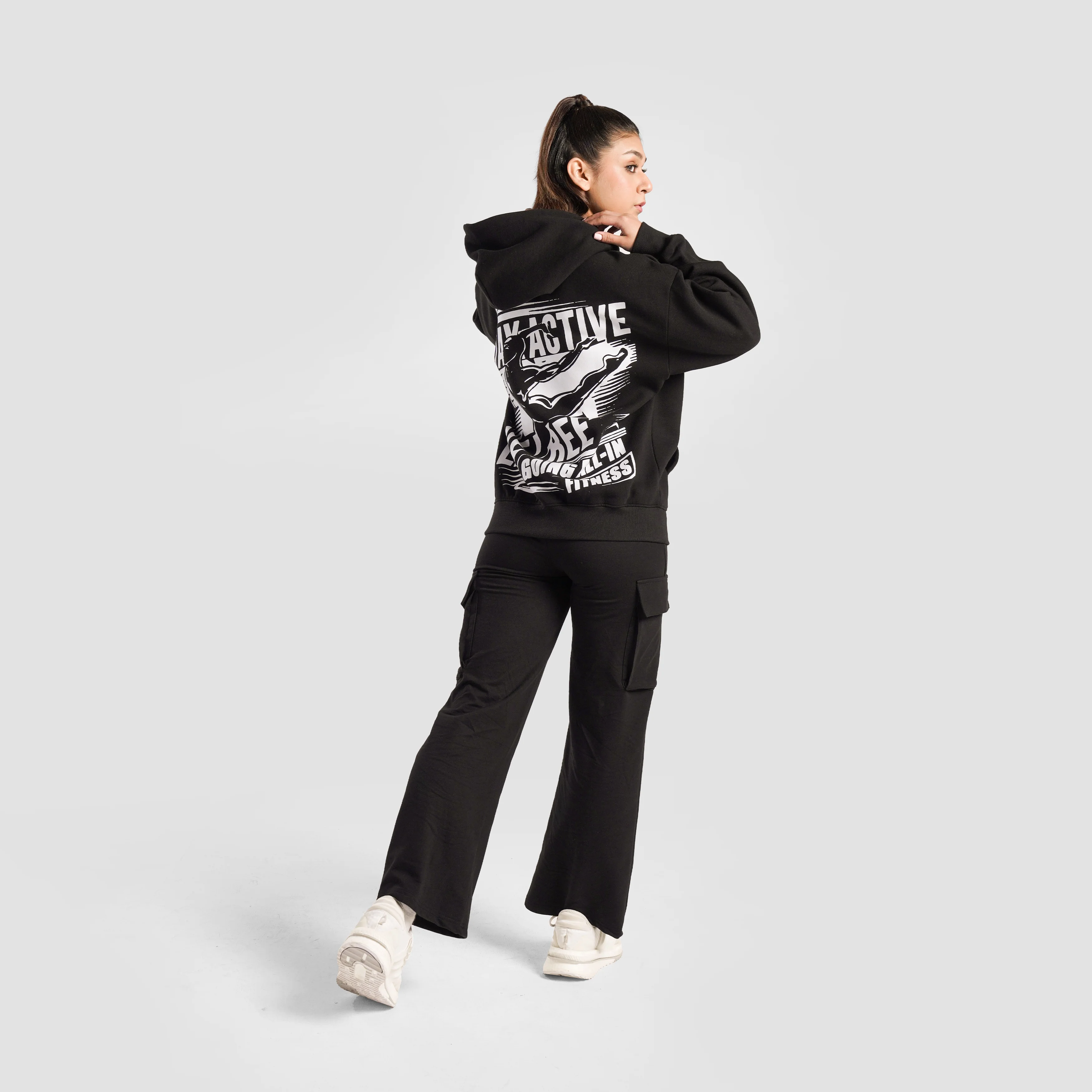 Essential Active Zipper Hoodie (Black) - Image 5