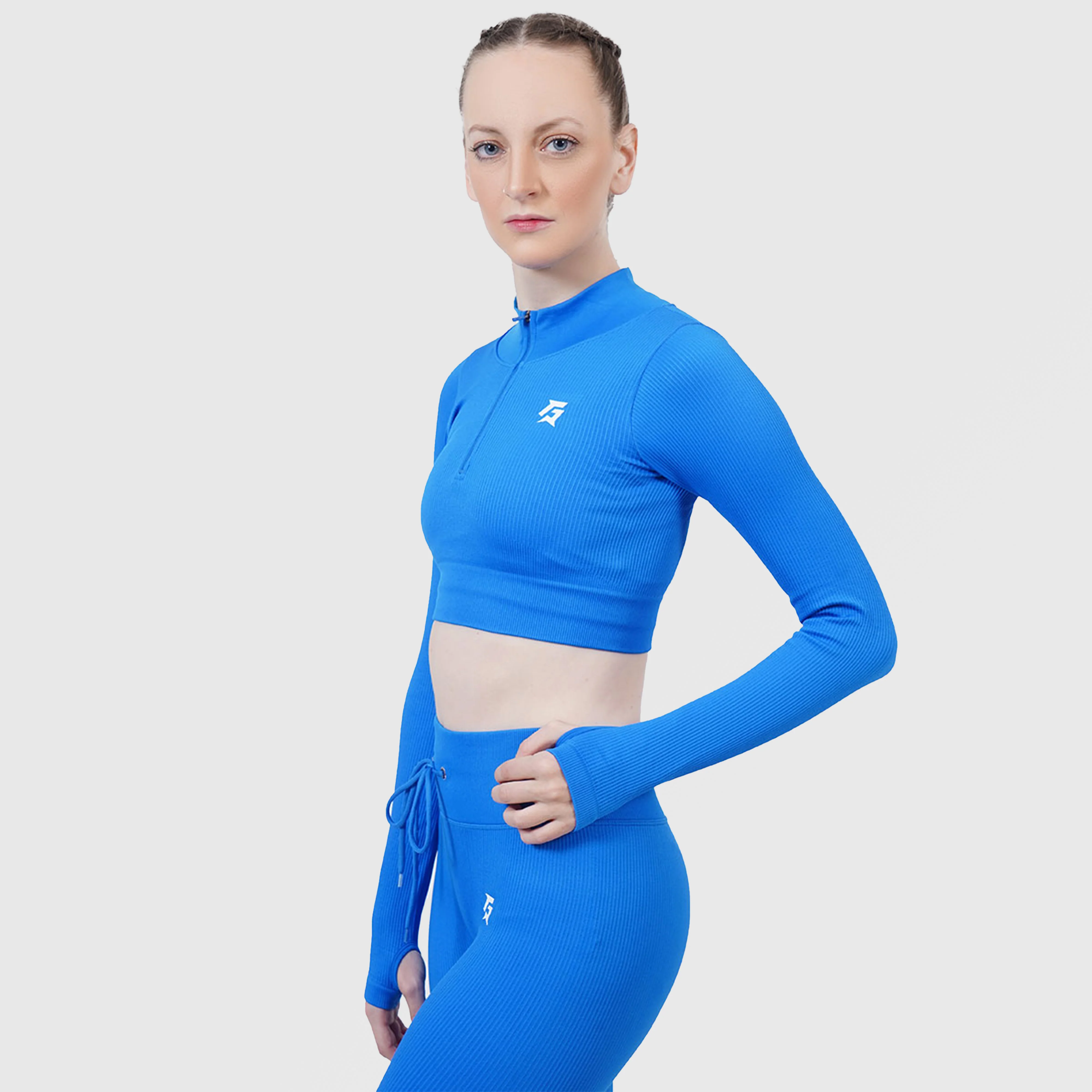 Fitness Ribbed Crop Top (Blue) - Image 4