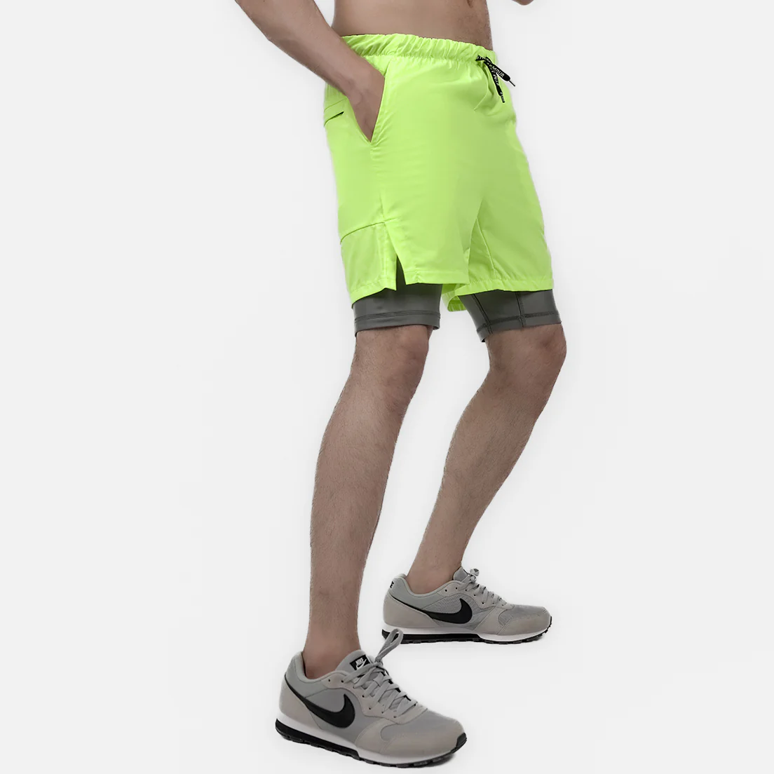 Flex Grip Layer Shorts (Neon-Charcoal) - Image 3