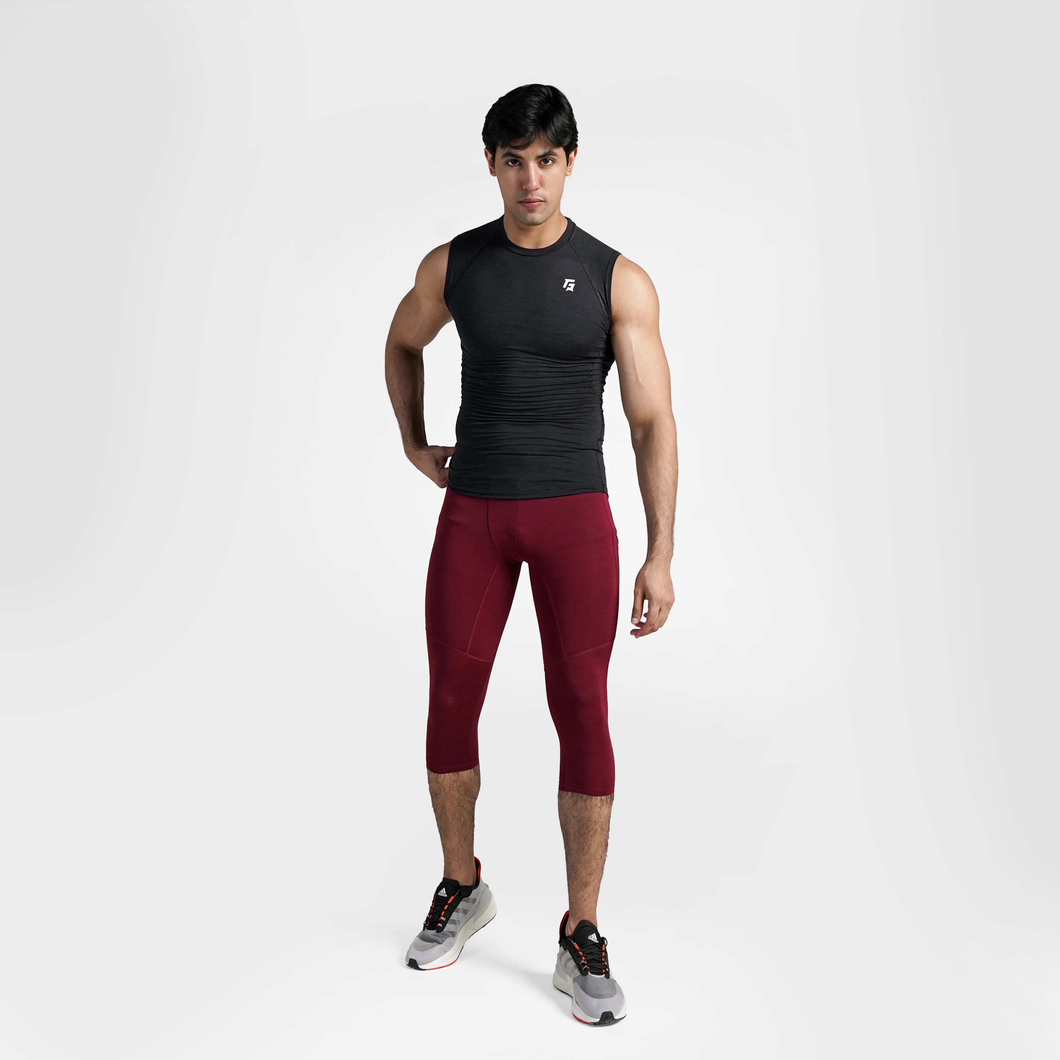 GA Compression 3/4 Pants (Maroon) - Image 4