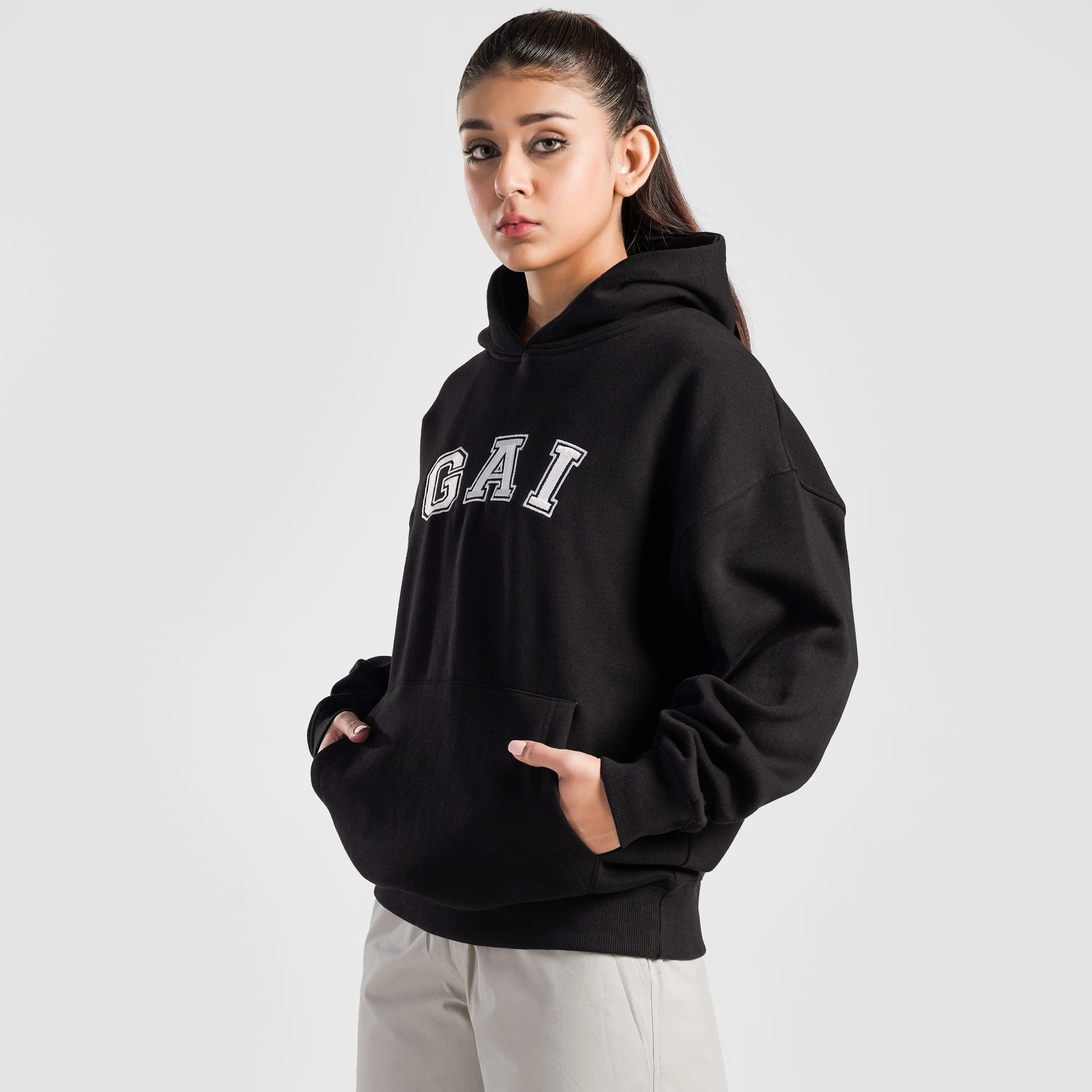 GA-I Essence Oversized Hoodie (Black) - Image 3