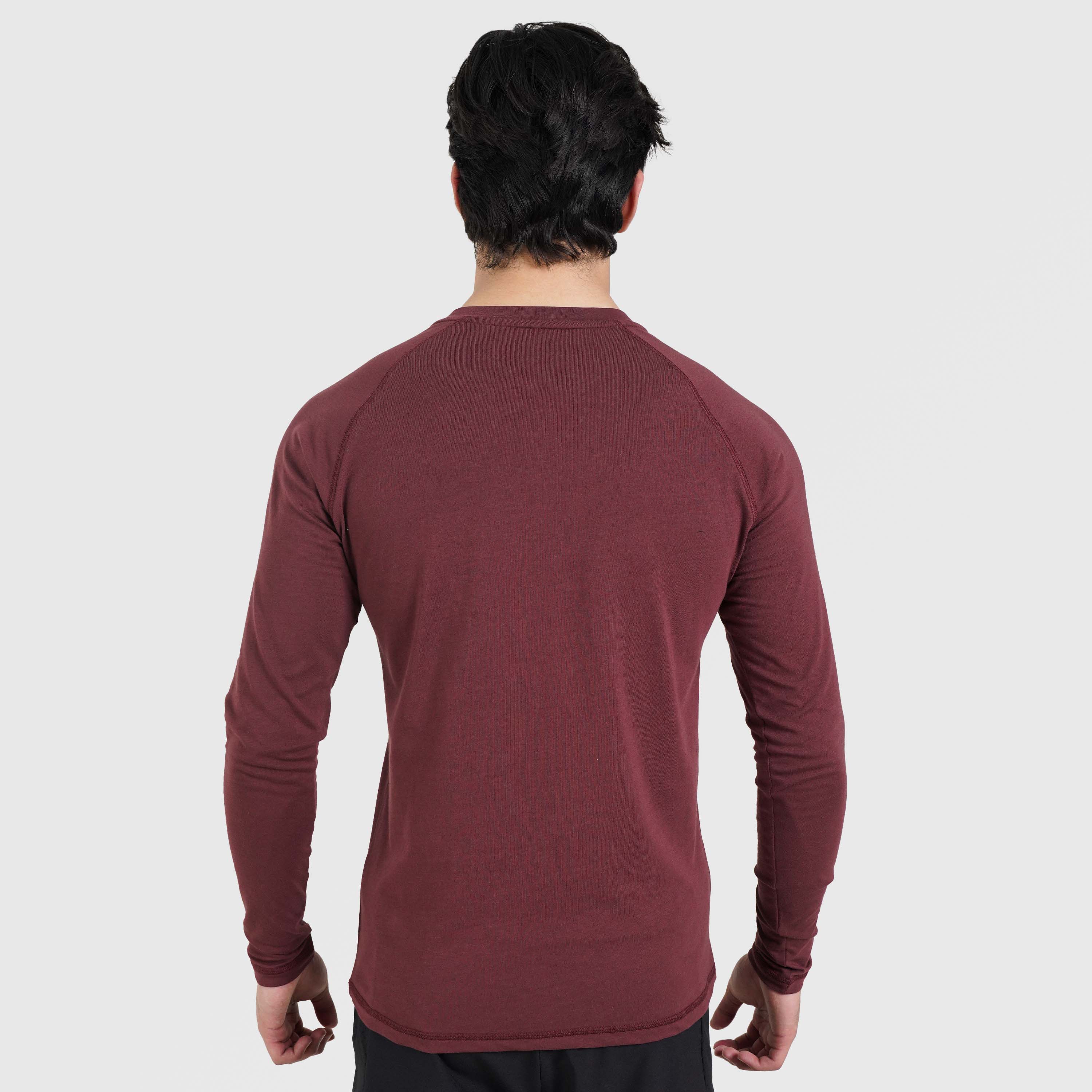 M024 Long Sleeves Tee (Maroon) - Image 2