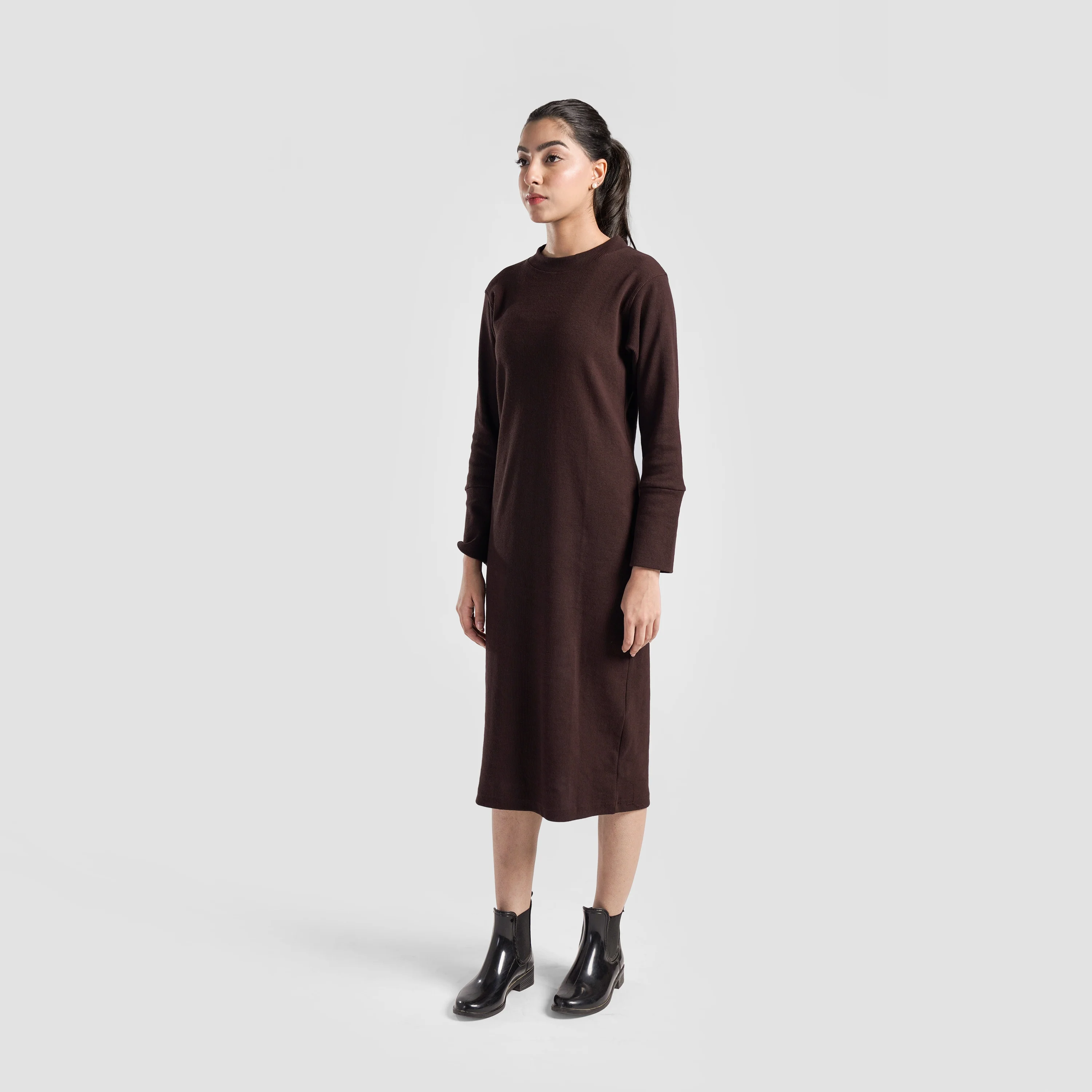 Motion Rib Dress (Brown) - Image 4
