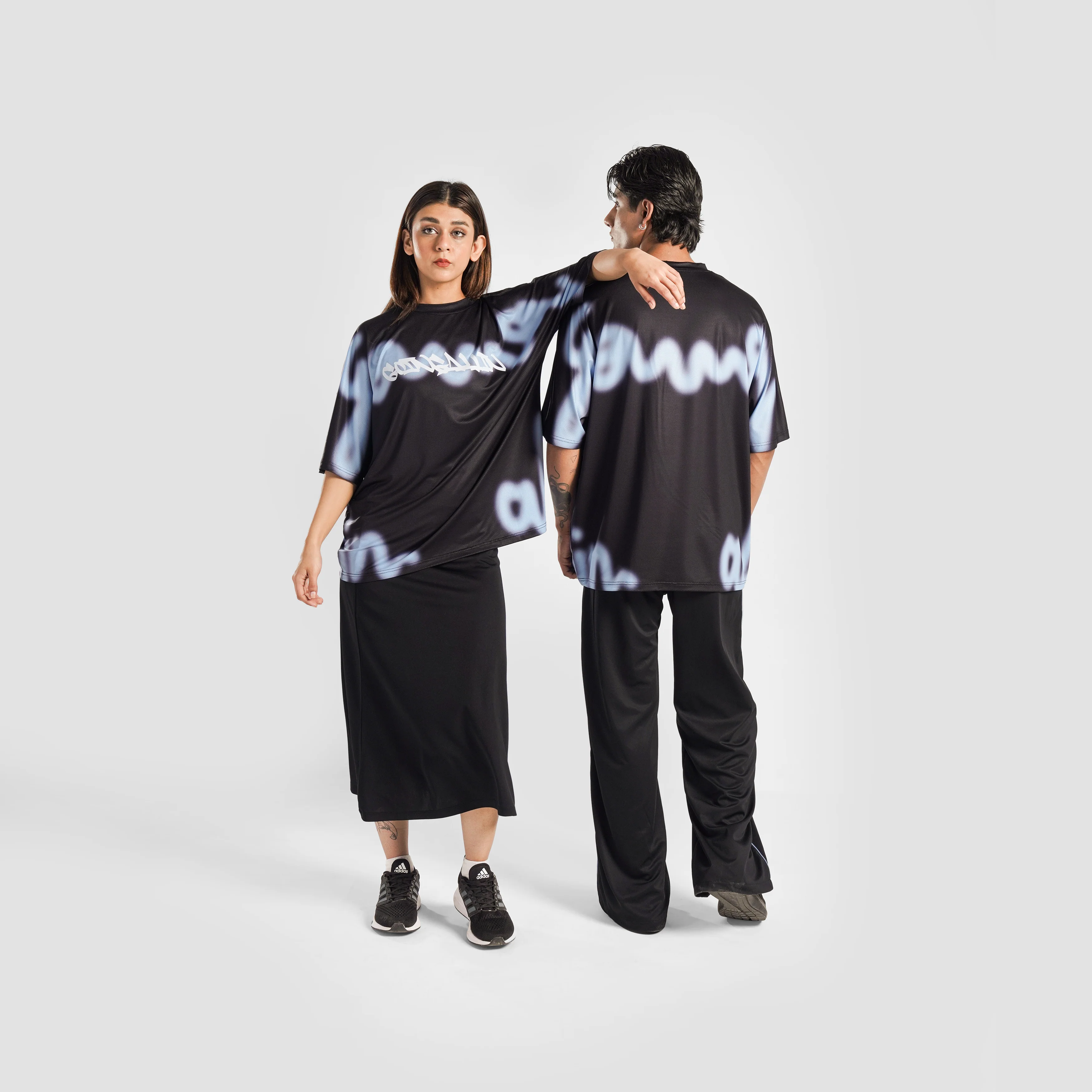 Overspray T-Shirt (Black with Light Blue)