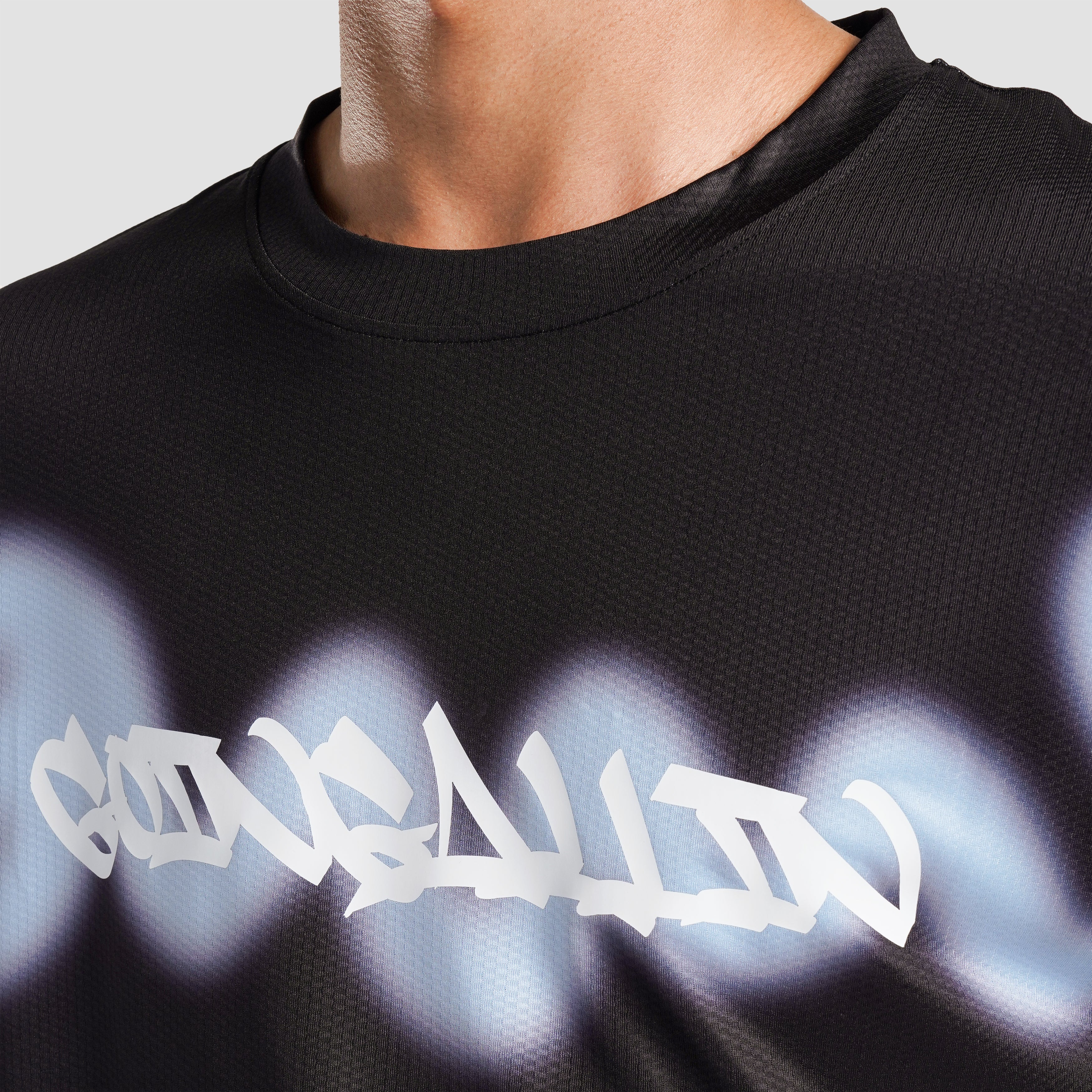 Overspray T-Shirt (Black with Light Blue) - Image 4