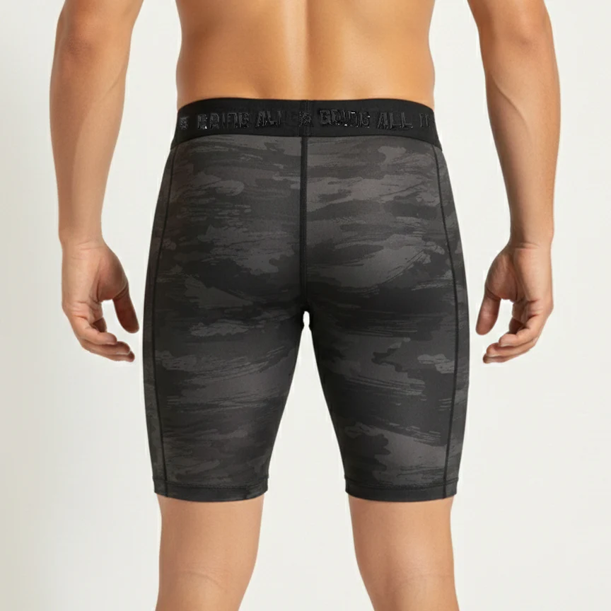 Printed Compression Shorts (Black) - Image 2