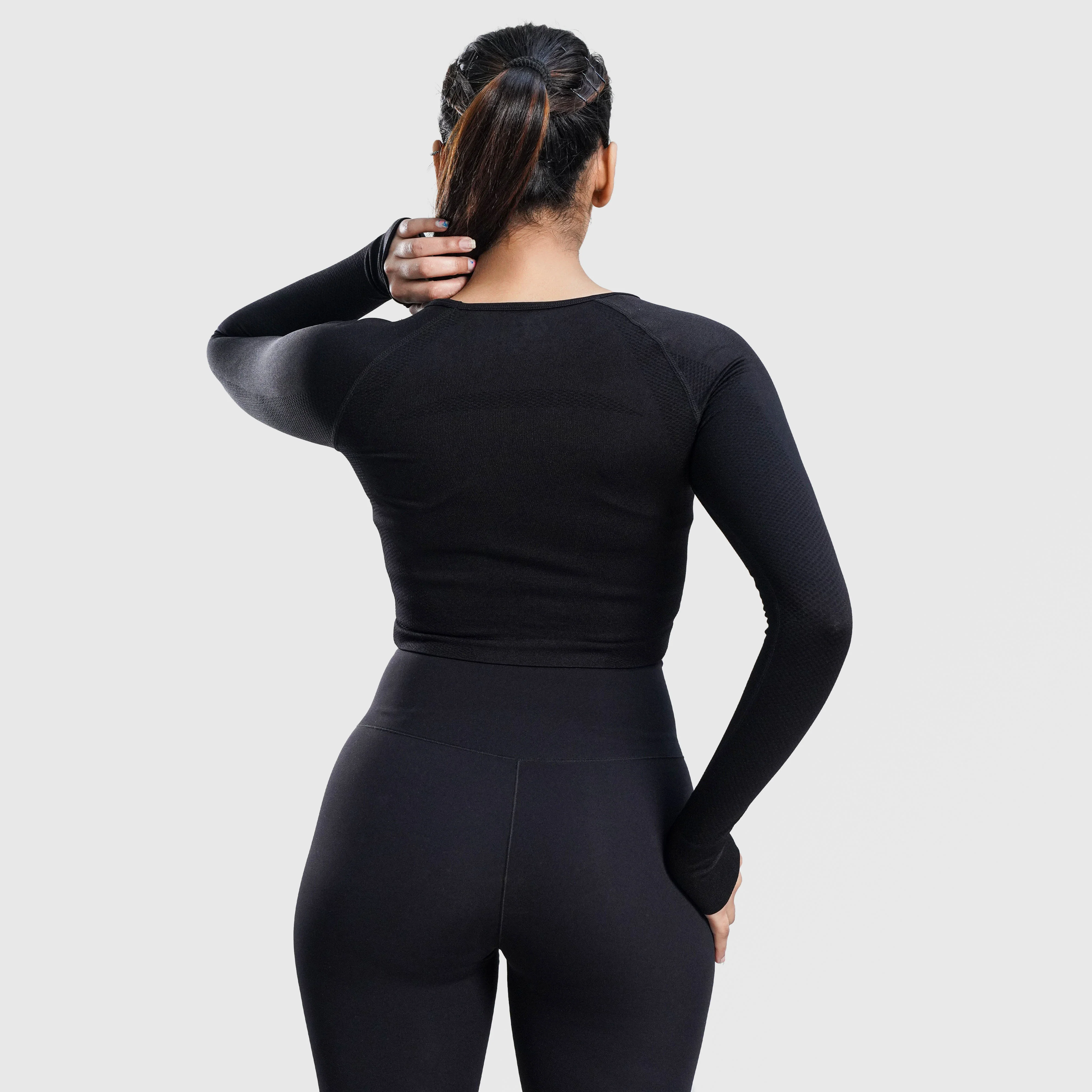 Rank Seamless Crop Top (Black) - Image 2