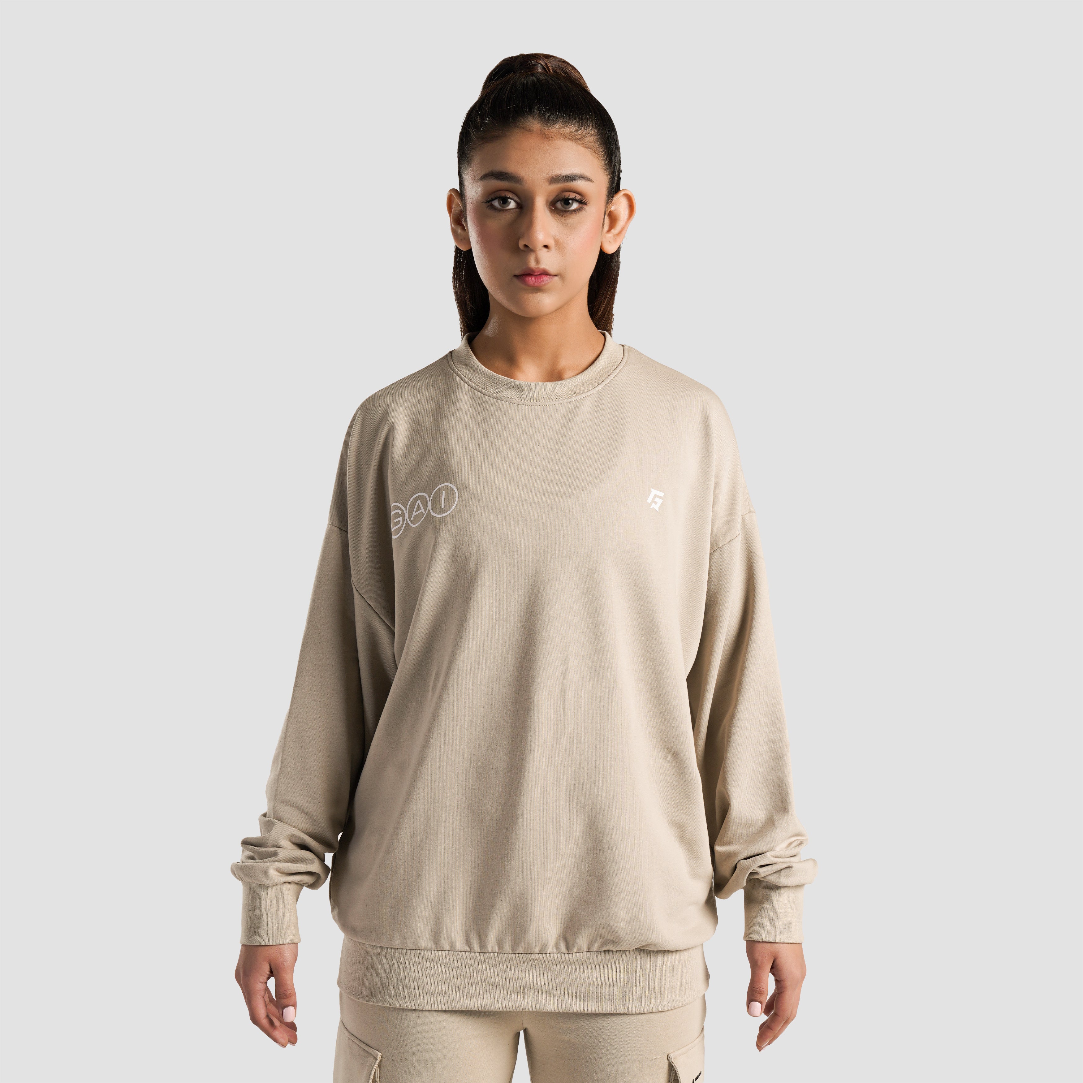 Sanctuary Oversized SweatShirt (Beige) - Image 2
