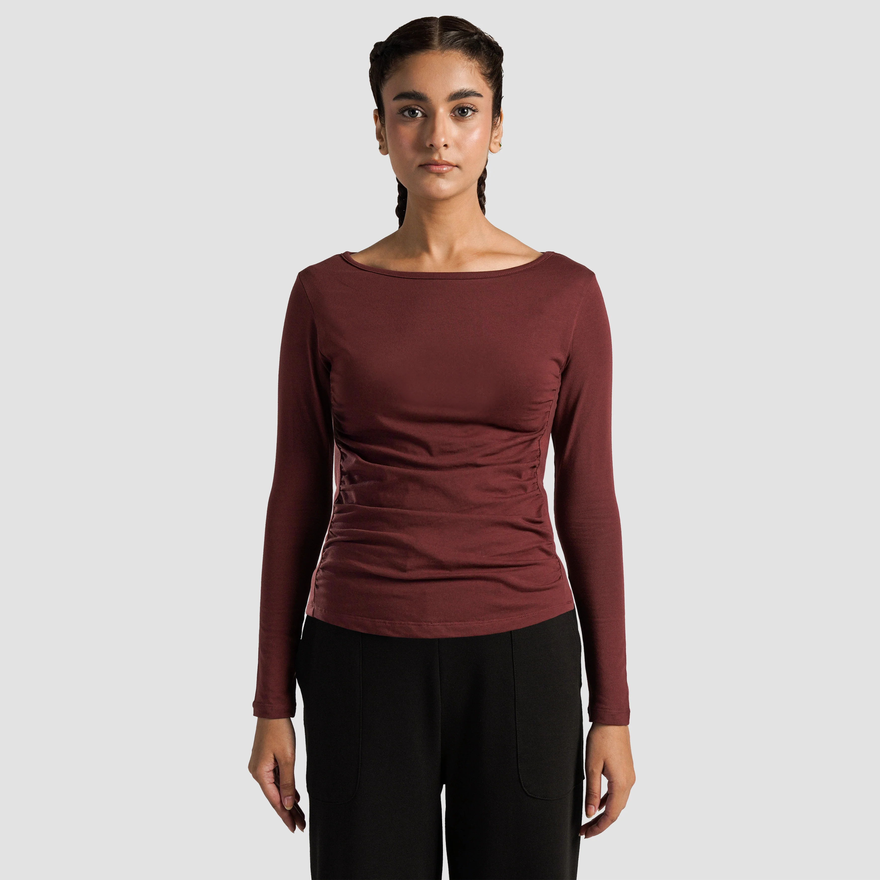 Side Gather Top (Maroon)