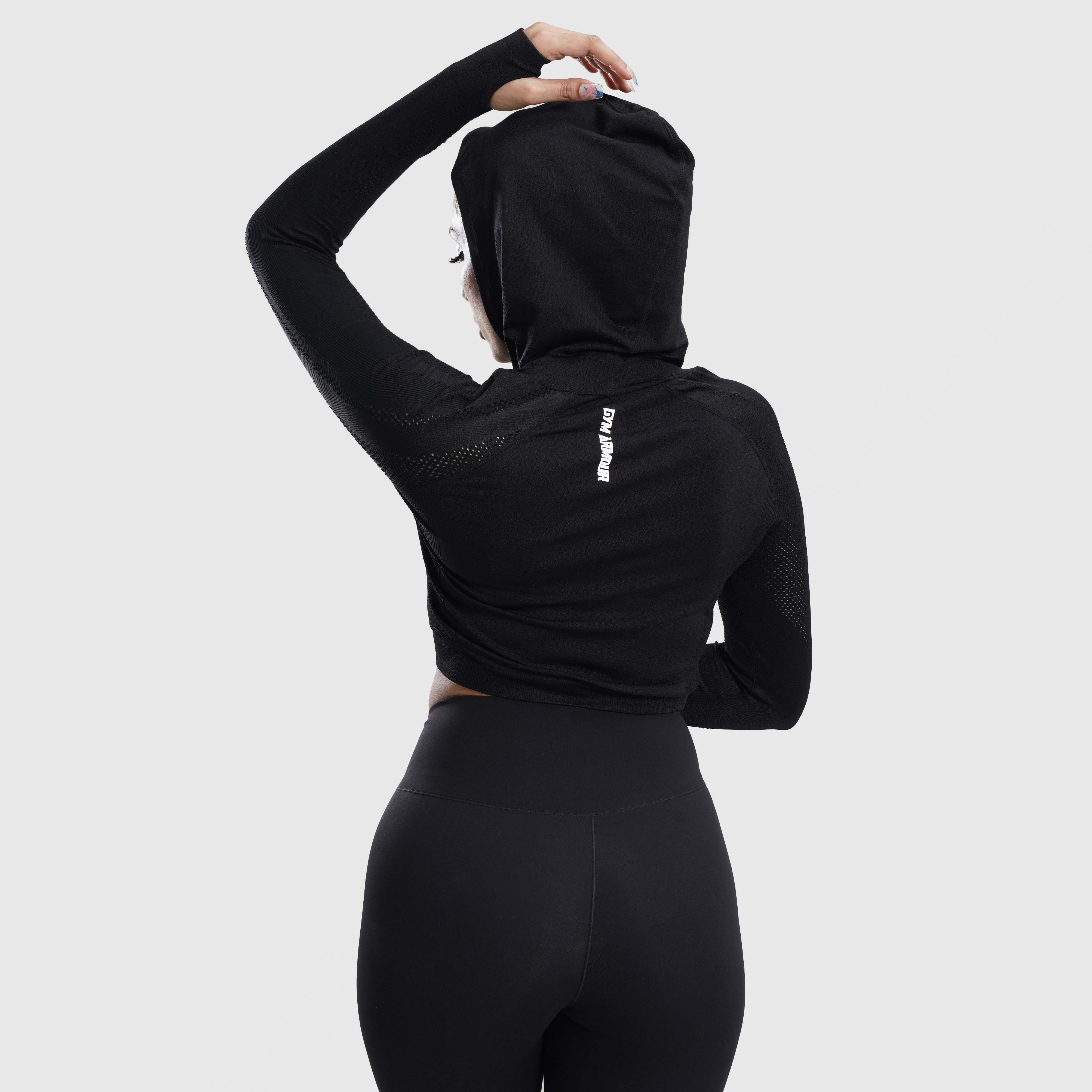 Snug Seamless Crop Top (Black) - Image 2
