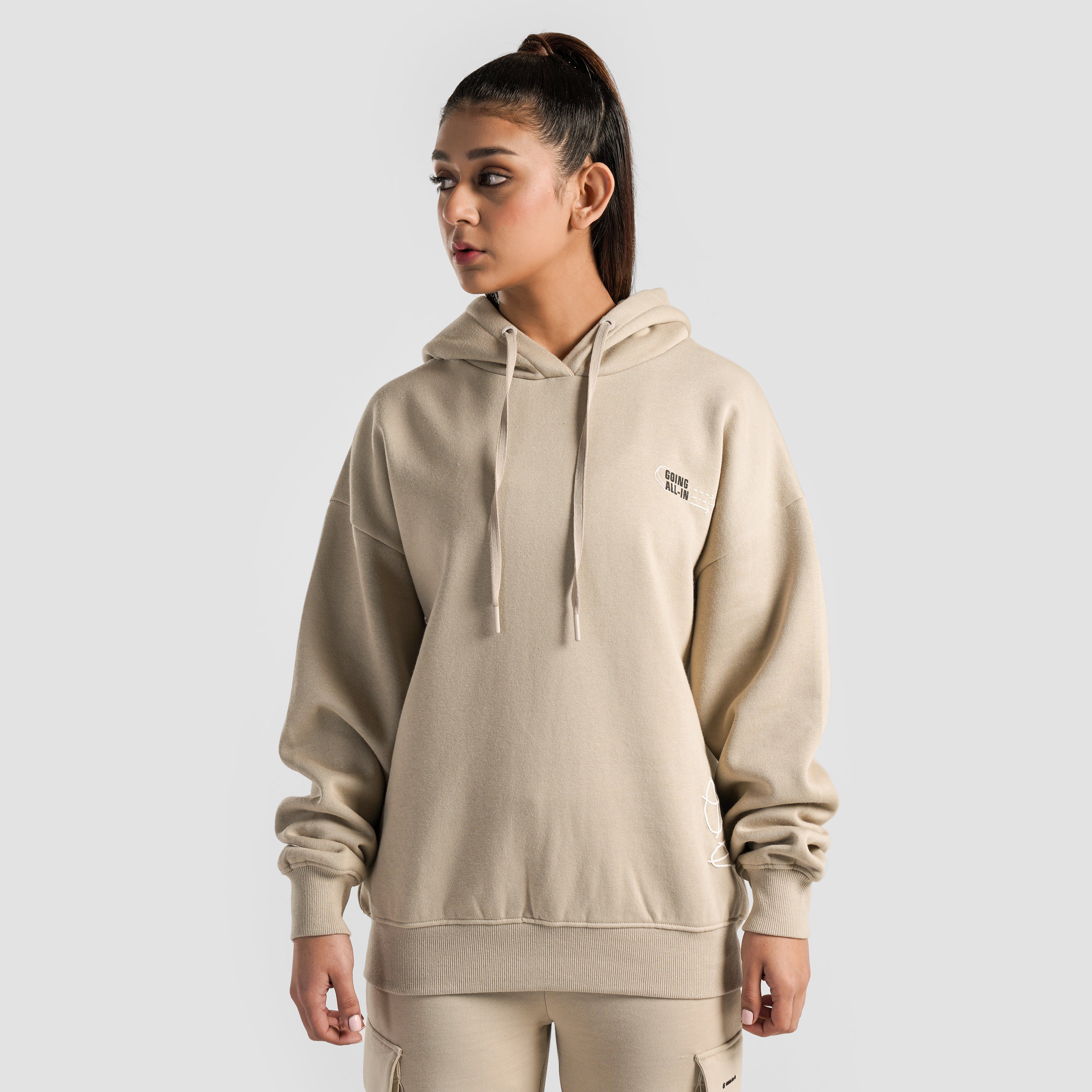 Sweat Club Oversized Hoodie (Beige) - Image 2