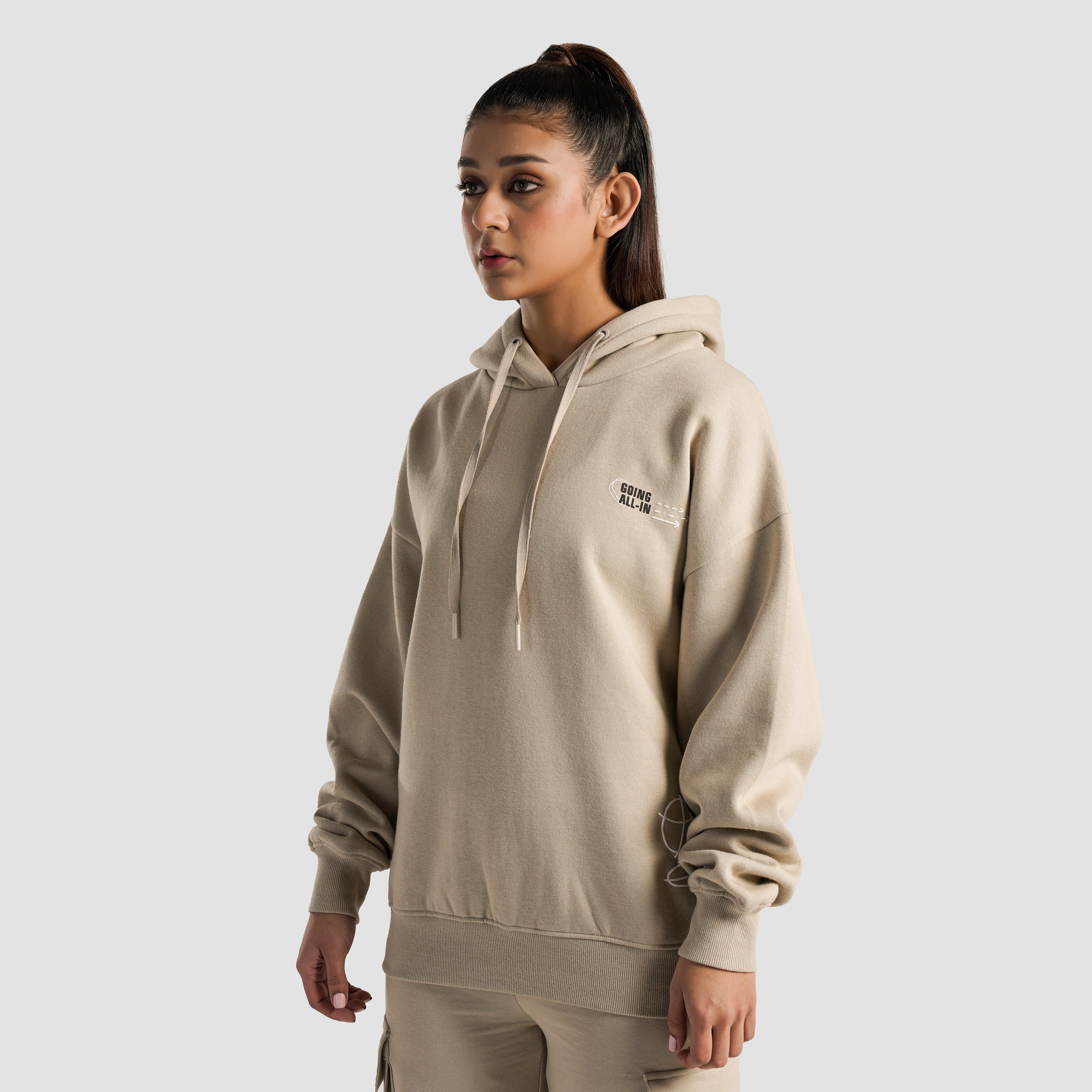 Sweat Club Oversized Hoodie (Beige) - Image 3