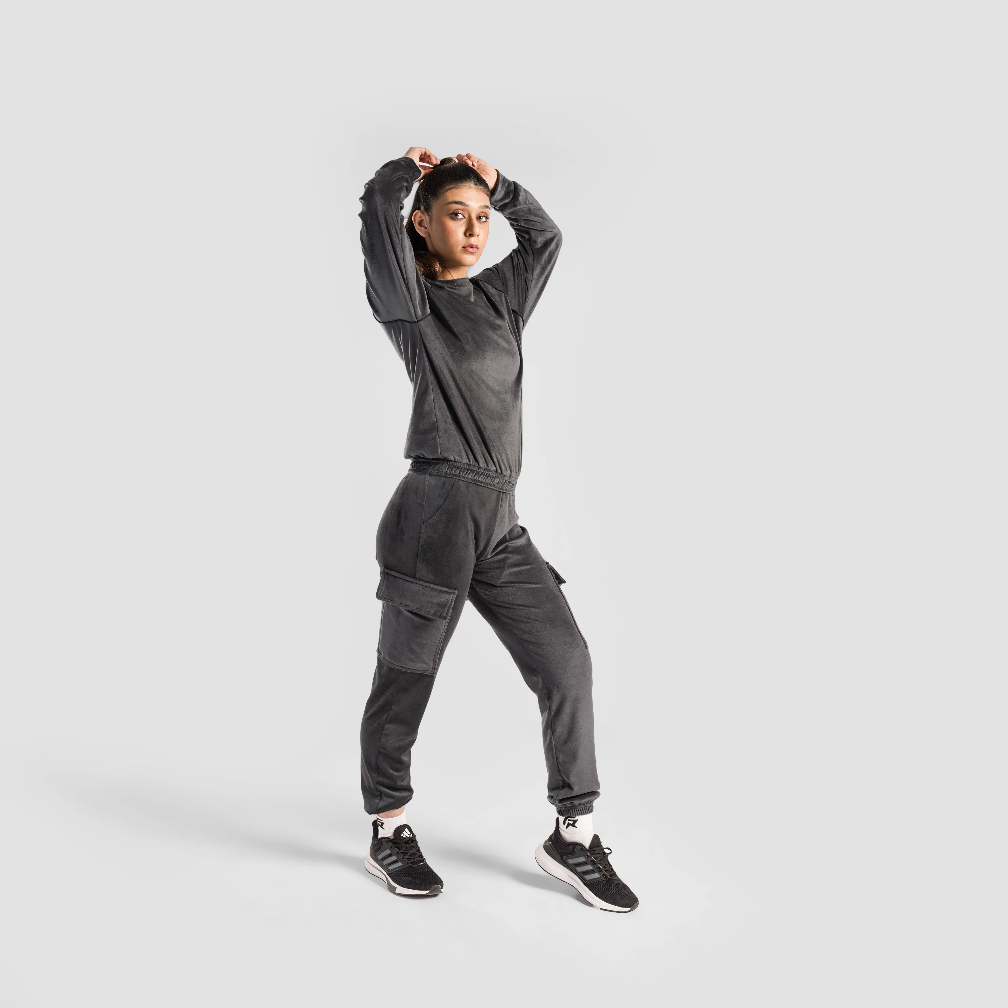 Velour Cargo Joggers (Grey) - Image 4
