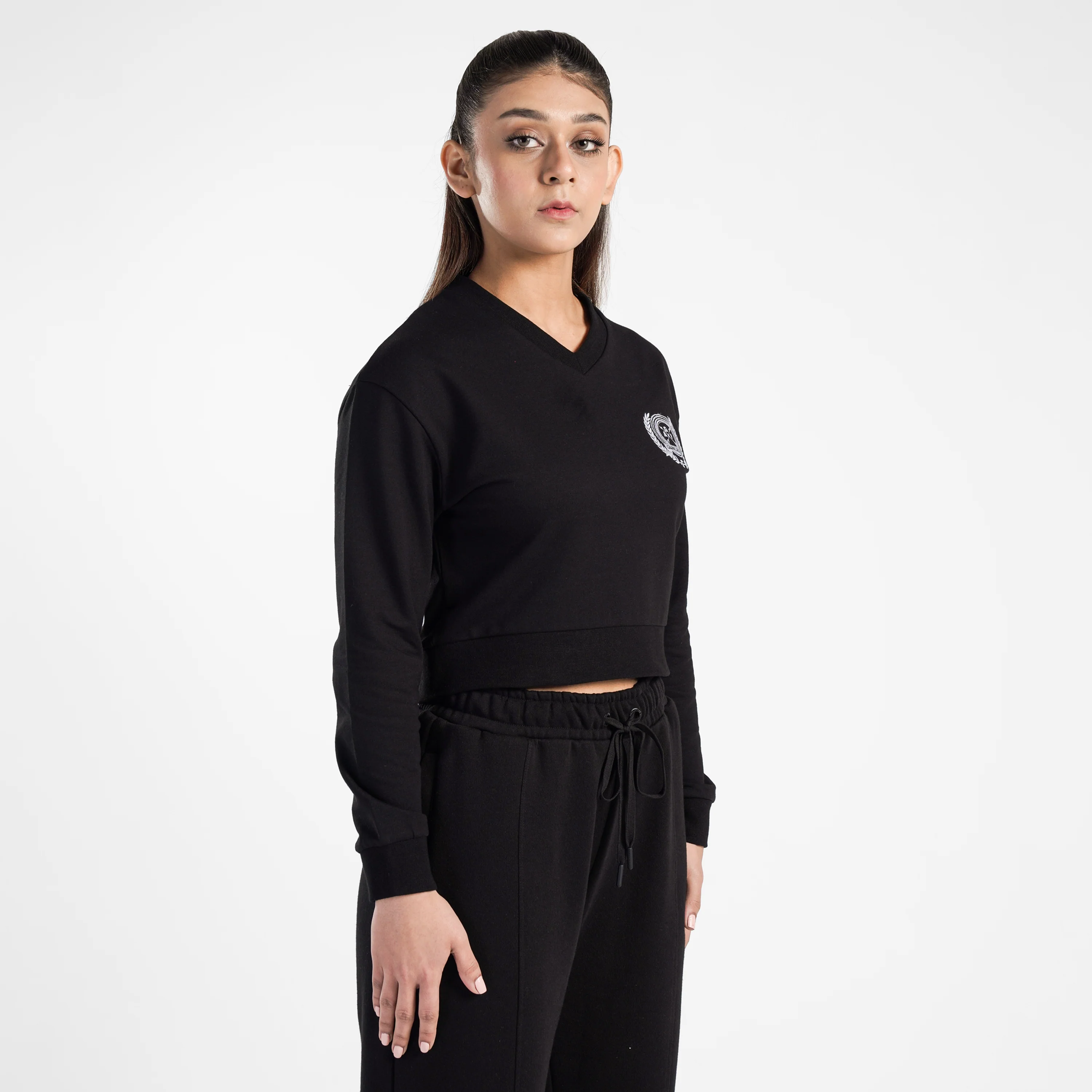 Victory Crop SweatShirt (Black) - Image 3