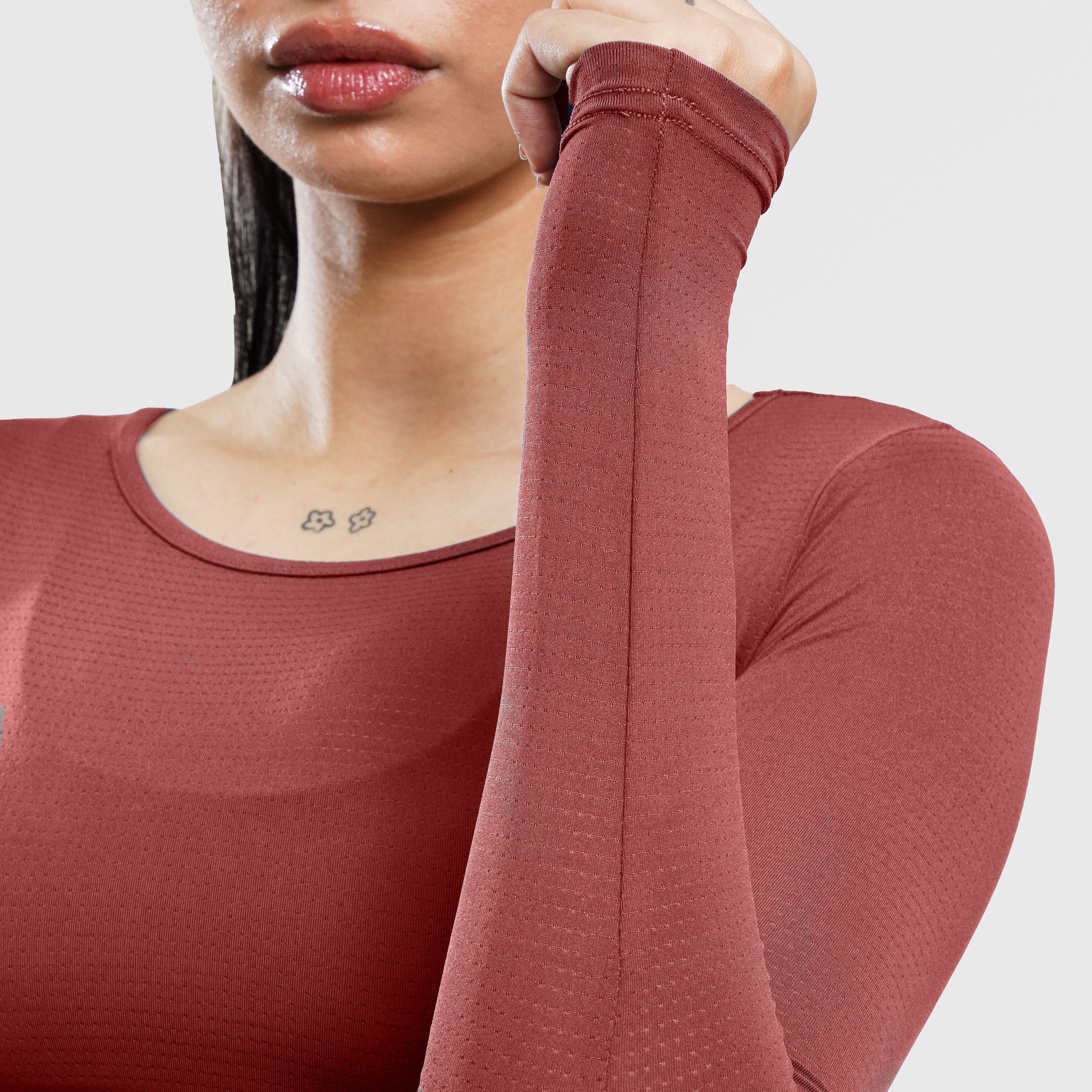 W024 Long Sleeves Tee (Maroon) - Image 6