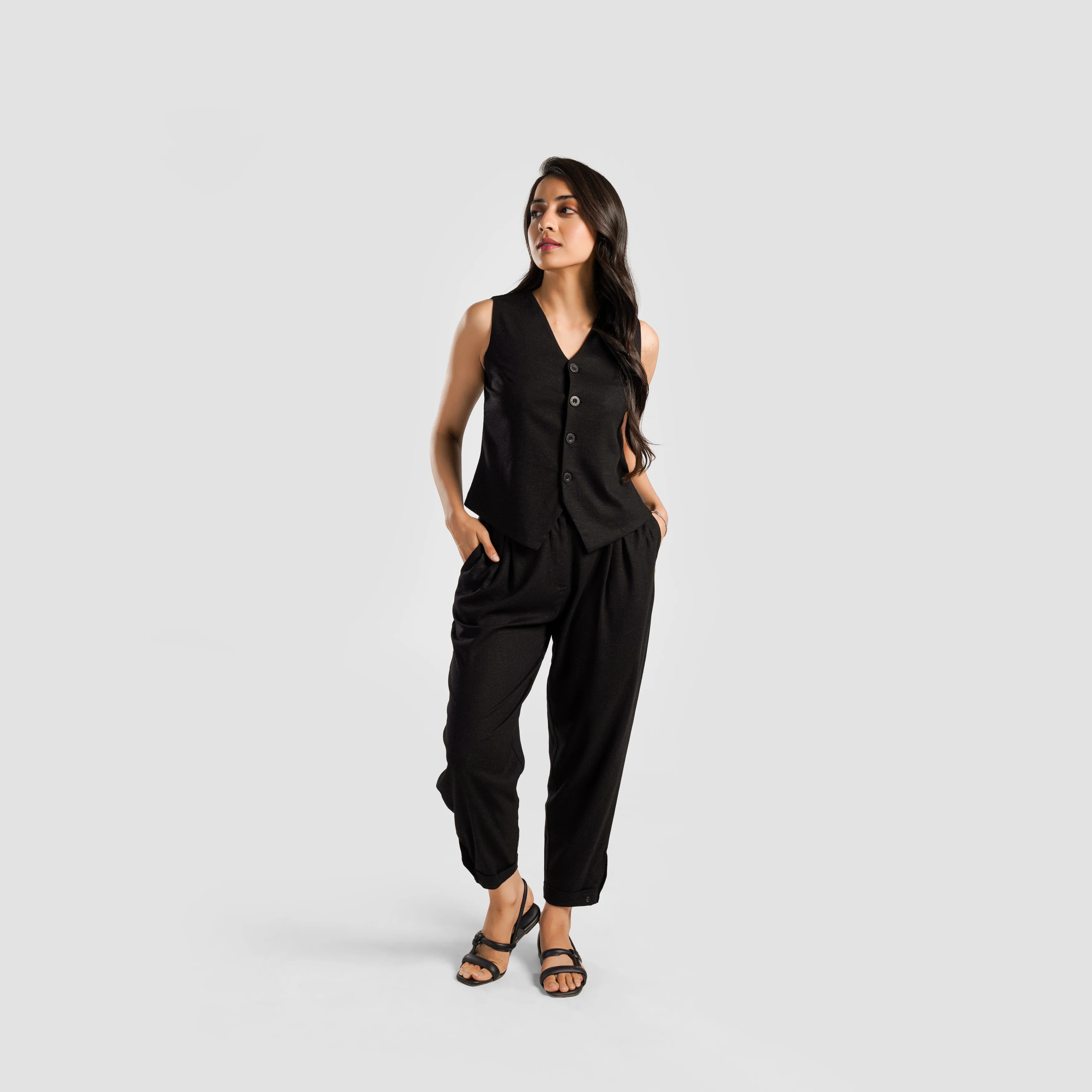 Woven Vest (Black) - Image 4